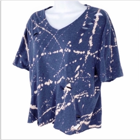 GAP crop cut out bleach tie dye T-shirt top L - Picture 5 of 9